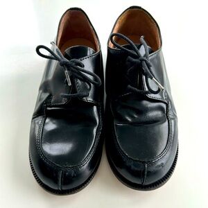 Boys Little Eric black leather Oxford lace up dress shoes, European size 29